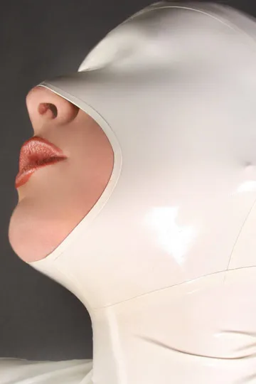 100% натуральный латекс Унисекс Резиновый головной капюшон Фетиш маска с открытым