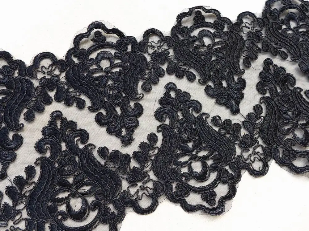 Шнур с черными люверсами сетка аланкон кружевная отделка для Haute Couture свадебное