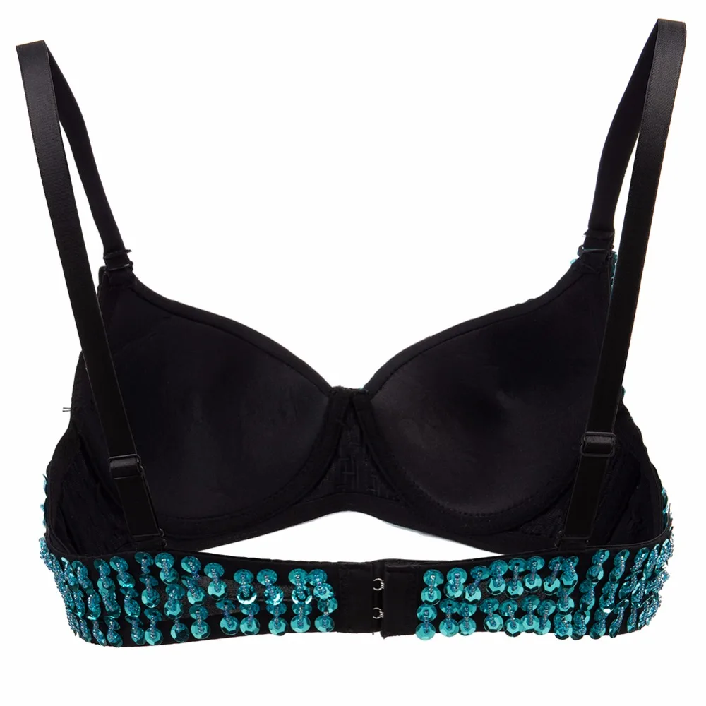 Sexy Light Blue Sunflower Beading Sequined Push Up Bra Plus Size Lingerie Sujetador Underwear Women Brassiere Clubwear Bralettes | Женская