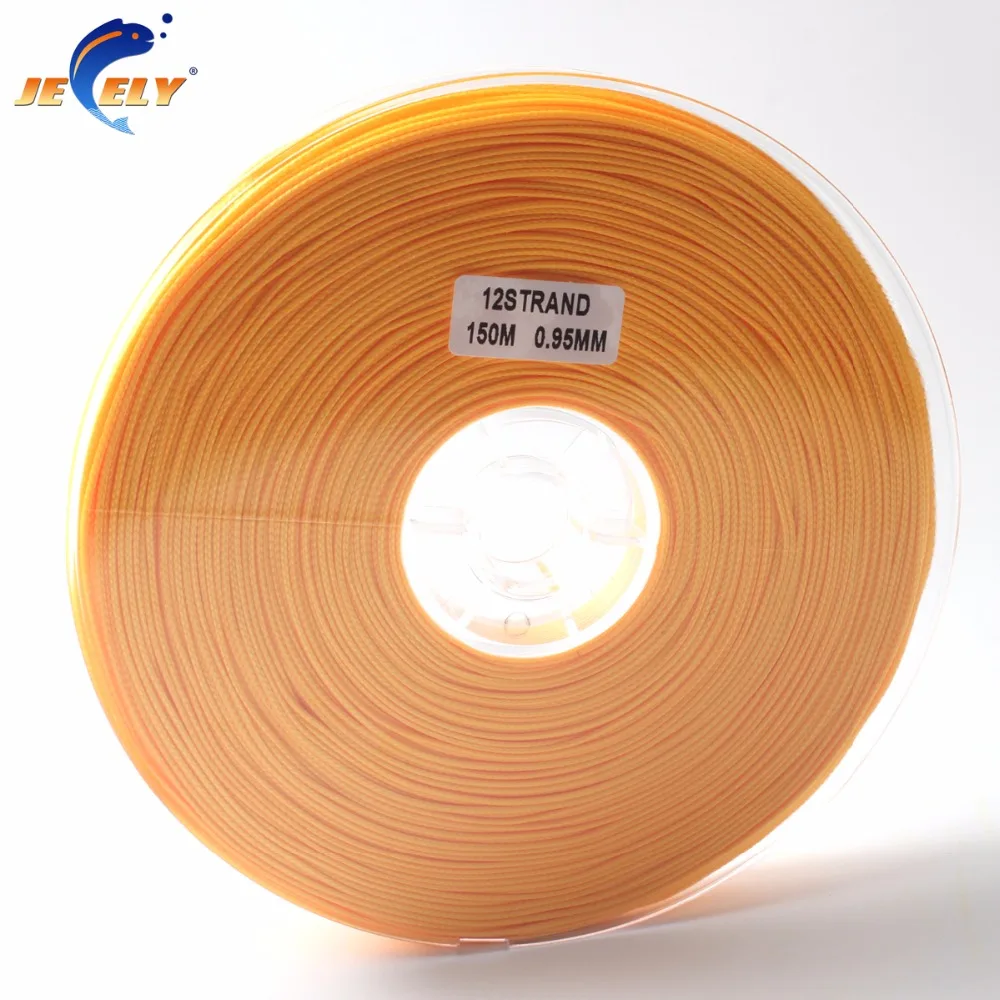 

Jeely 150m 300LB 140KG 0.95MM 1MM 12Strand UHMWPE Spectra Hollow Braid Rope Fishing Line Orange Color 150M Spool