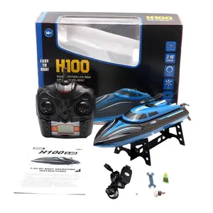 Радиоуправляемая лодка TKKJ H100, 2,4G, переворот на 180 градусов, высокоскоростная, электрическая радиоуправляемая гоночная лодка для бассейнов, озер и приключений на открытом воздухе