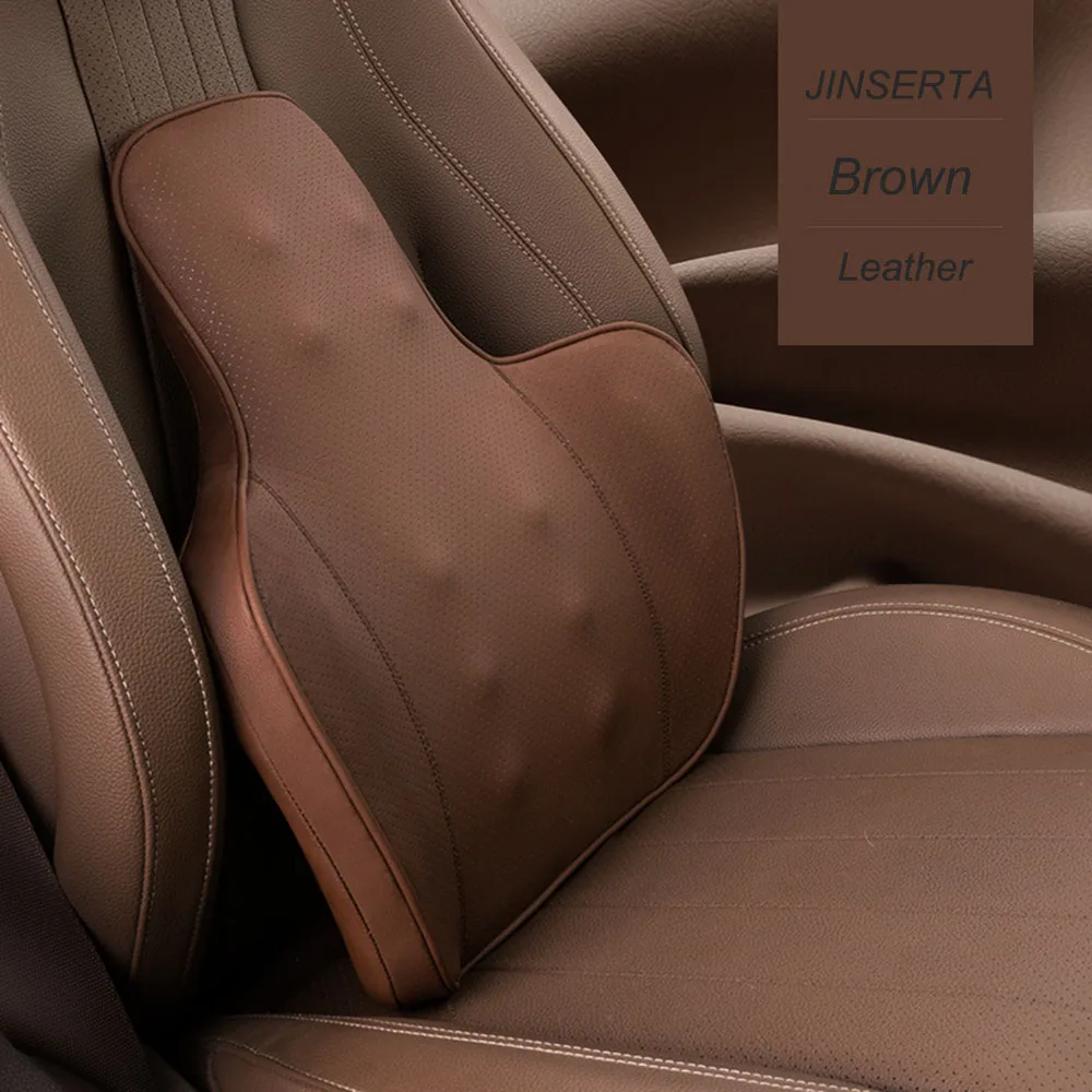 Brown-Waist2 JINSERTA из искусственной кожи подголовник автомобиля подушка для шеи авто подушки сиденья Поддержка спины поясничная Подушка с эффектом памяти чехол для сиденья дорожная подушка - Цвет: Brown-Waist2