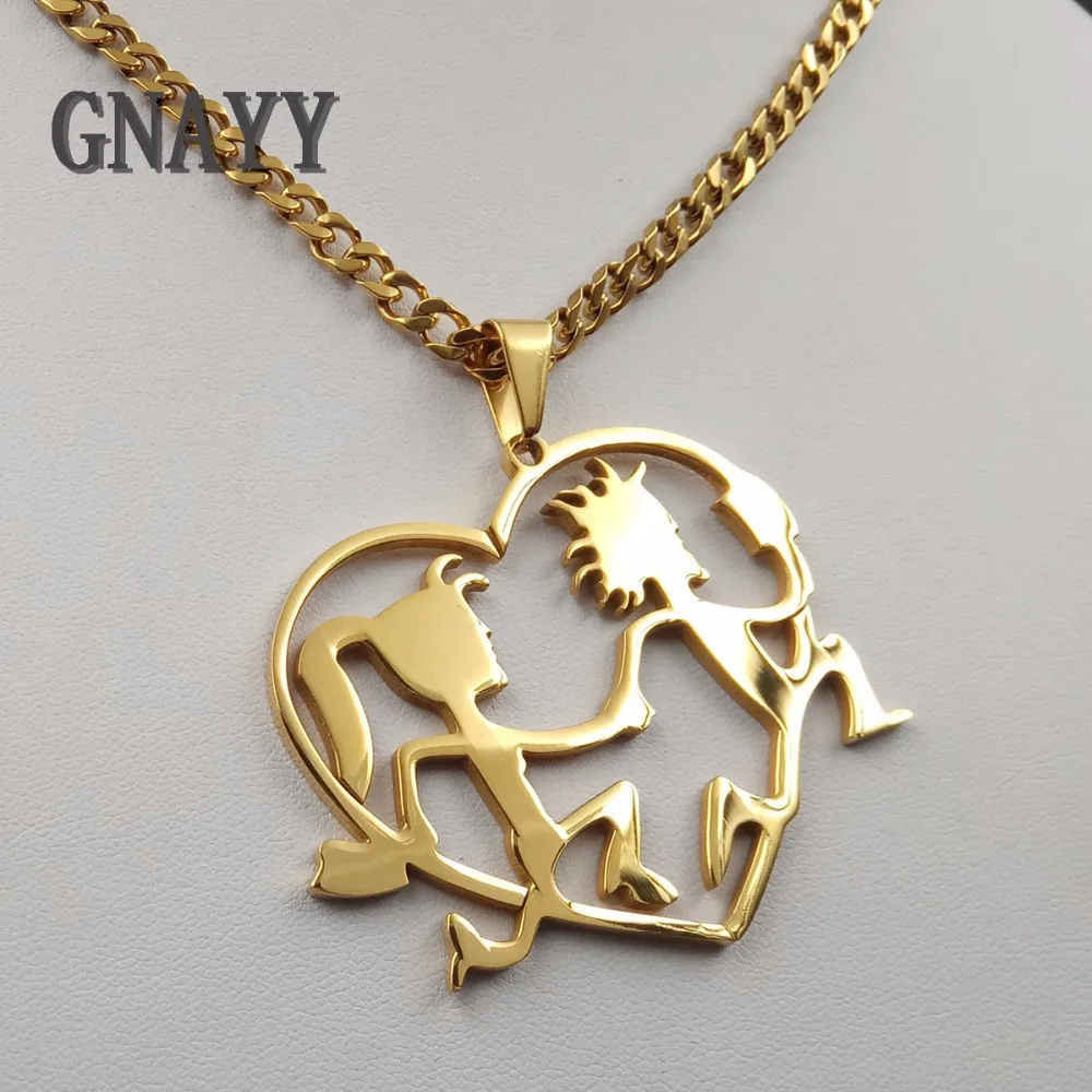 GNAYY JEWELRY ICP HATCHETMAN n HATCHETGIRL LOVE Gold tone pendant w/ gold 5MM 30'' CURB CHAIN NECKLACE LARGE | Украшения и