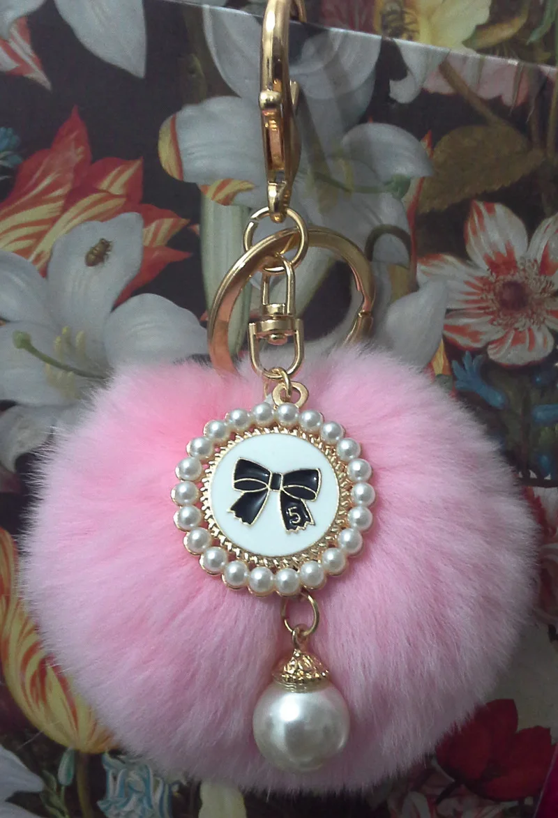 11 цветов имитация жемчуга брелки милый брелок с кроличьим мехом помпоны Женская