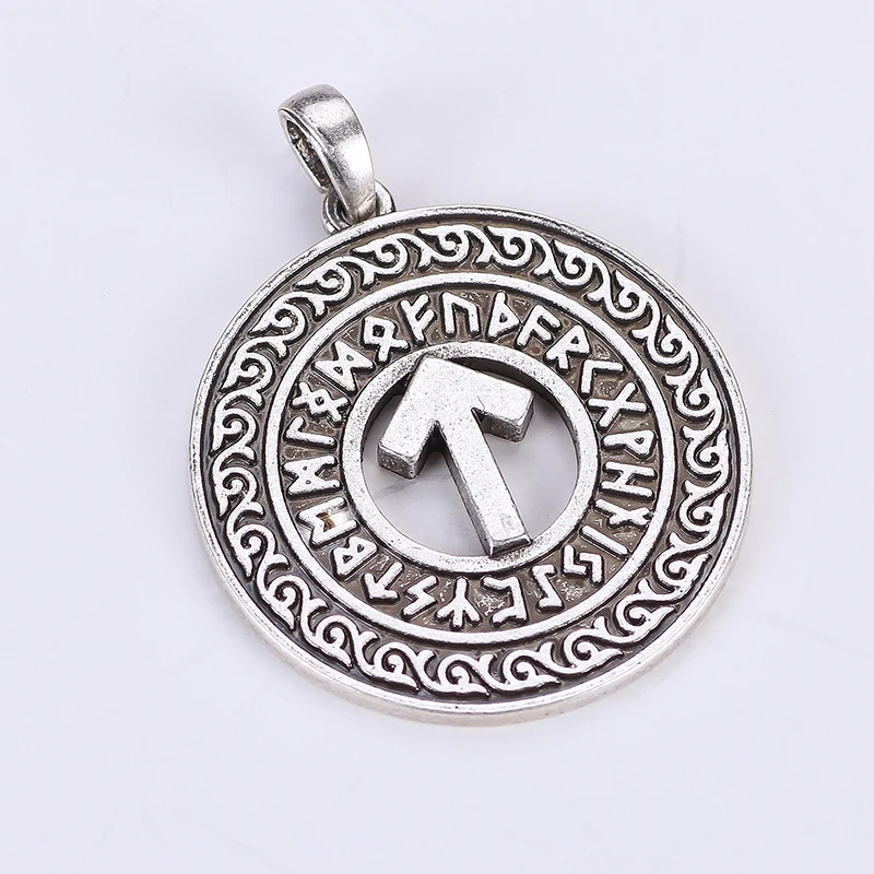 Tiwaz Руна в рунические Кулоны из нержавеющей стали круг талисман Винтаж Подвески