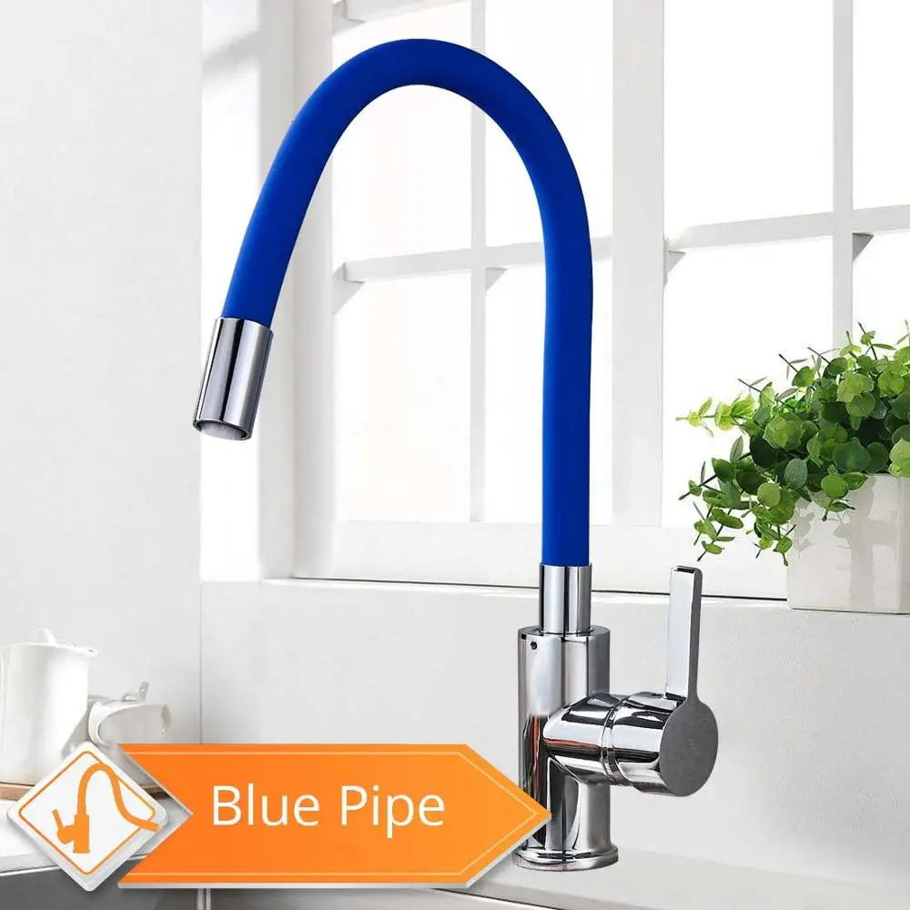 Green Black Pipe Kitchen Faucets Hot And Cold Water Faucets Chrome Basin Sink Tap Mixers Kitchen Faucet Deck Mounted - Цвет: Blue Pipe