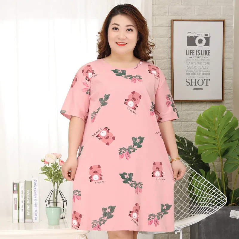 N plus-5 Большие размеры XXXXXL, женские ночные рубашки, хлопок, летняя Домашняя одежда, сексуальная одежда для сна для мамы, ночное белье, сексуальное нижнее белье, 130 кг 4XL - Цвет: N plus-5