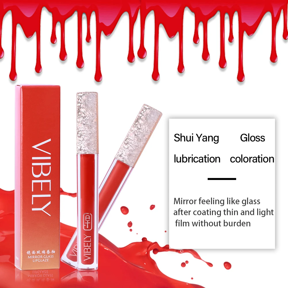 VIBELY brand New Mirror Lip Glaze Liquid Lipstick Lipgloss Long Lasting Smooth Moisturizing Gloss Tint Red | Красота и здоровье