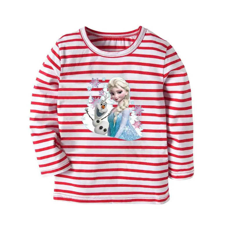 Топы для девочек Disney Frozen Elsa хлопковые свитшоты с длинными рукавами детские