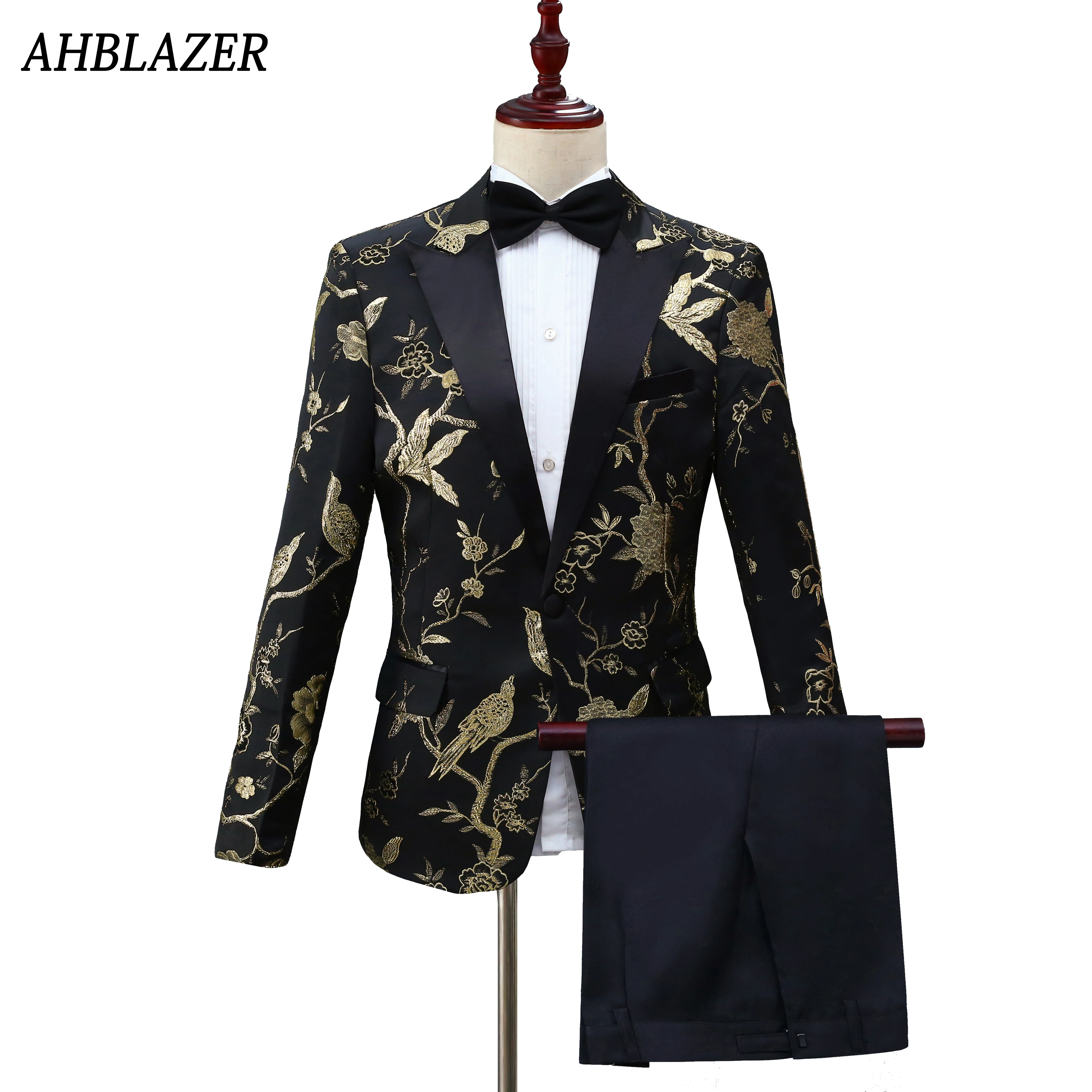 Мужской костюм с блейзером Slim Fit Set 4 цвета стильная Вышивка Королевский синий