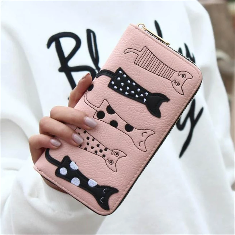 Aelicy Fashion Long Wallet Cartoon Cute Cat Women Girls PU Leather Card Holders Money Bag Change Purse Coin Phone Pocket | Багаж и сумки