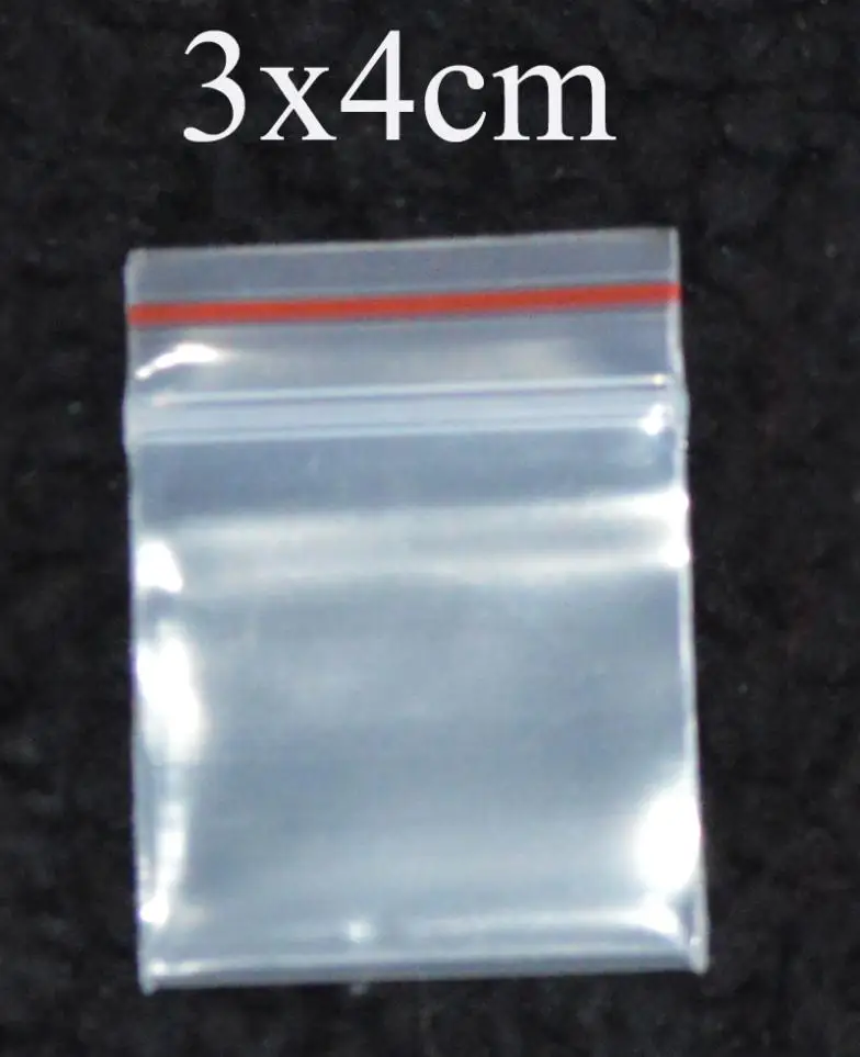 

3x4cm 1.2''x1.6'',1000pcs/Lot,small clear red line Self Sealing ZipLock Plastic pill packaging bags custom plastic bag