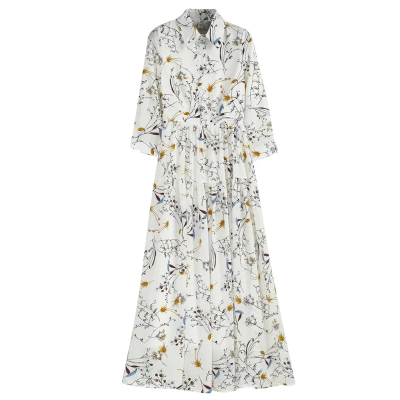 2019 женское шифоновое винтажное длинное платье с завышенной талией цветочным
