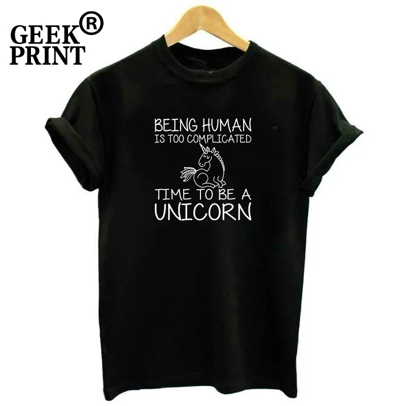Женская футболка с круглым вырезом и надписью Be A Unicorn S 3XL|Футболки| |