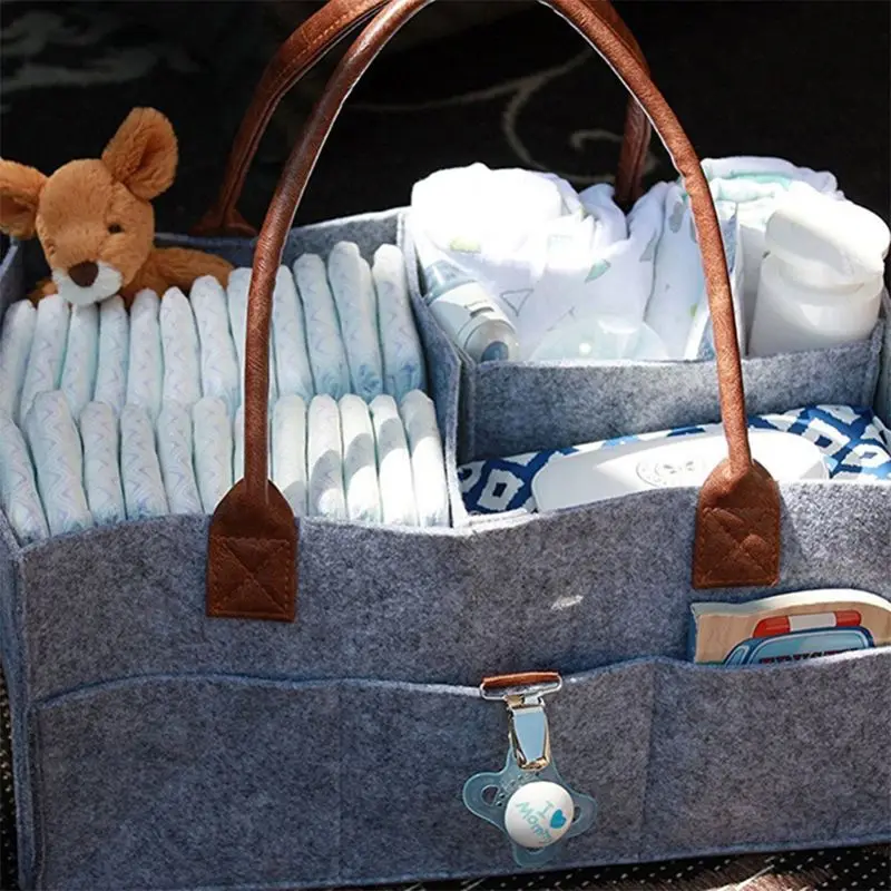 

Baby Diaper Organizer Foldable Felt Storage Bag Portable Multi-function Changeable CompartMants for Mom Newborn Kids Nappies