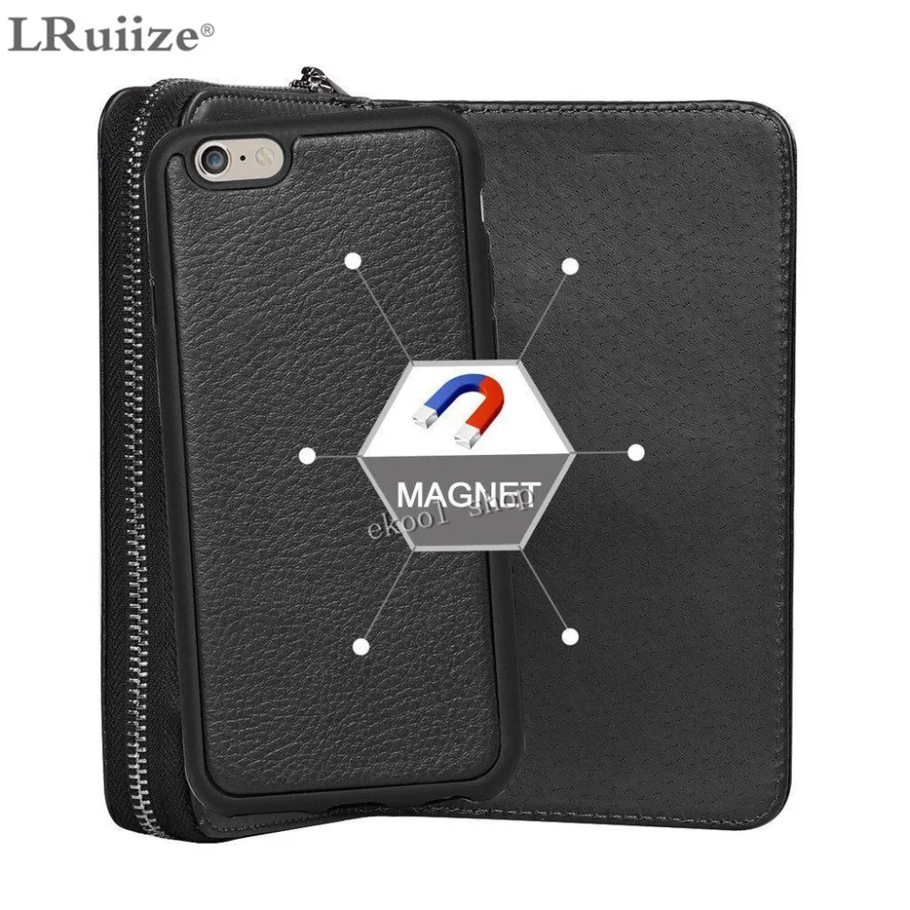 LRuiize Women man PU Leather Zipper Handbag Wallet Purse with Card Slot Phone Case Cover For Apple iphone X 8 7 6S/Plus 5S SE 4S | Мобильные