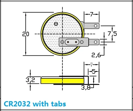50 шт./лот SMD Tab CR2032 3v литиевая батарея кнопочного типа горизонтального и