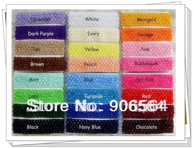 

24Color Available 1 1/2" Inch Sweet Crochet Elastic Girl Handwork Fascinator Headband Fashion DIY Hair Accessories Free shipping