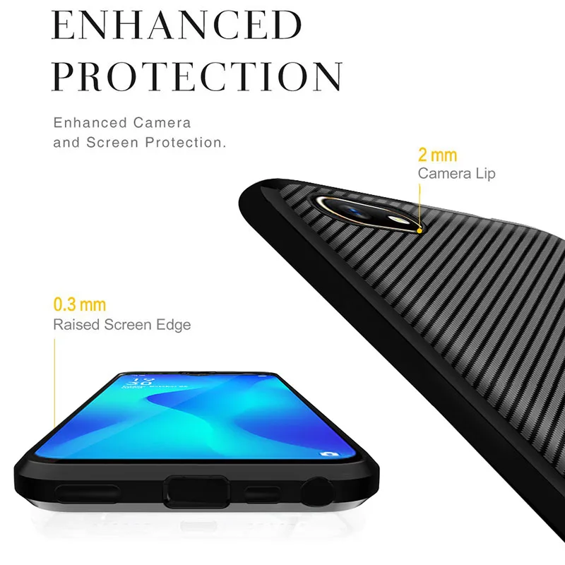 Чехол для OPPO A1K A 1 k Мягкая силиконовая задняя крышка из углеродного волокна ТПУ