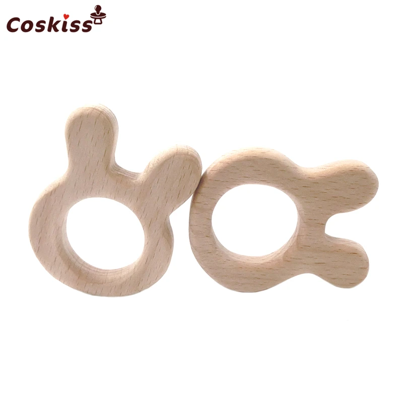 Mordedor de madera Natural hecho a mano, conejo de haya, personalizado, colgante, respetuoso con el medio ambiente, seguro, juguetes para beb&eacute;s-3