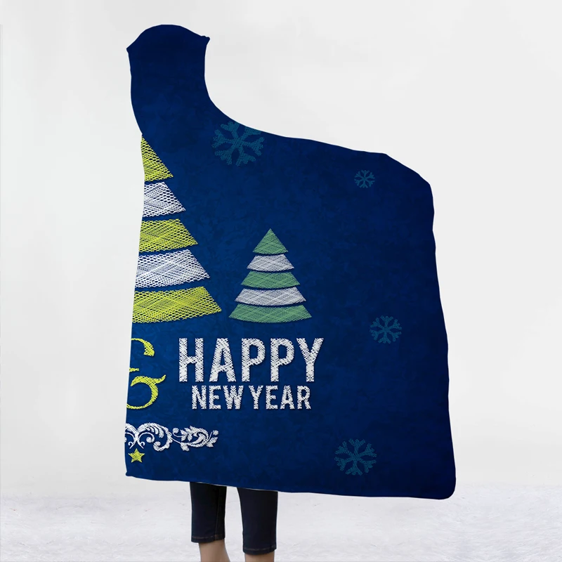 

3D Blankets Hooded Blankets Merry Christmas 3D Printed Tree Portable Wearable Travel Home Adults Kids Blankets