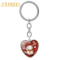 tafree fashion red maneki neko keychain japan japanese lucky cat beckoning cat jewelry key chain ring welcoming cat gift h97