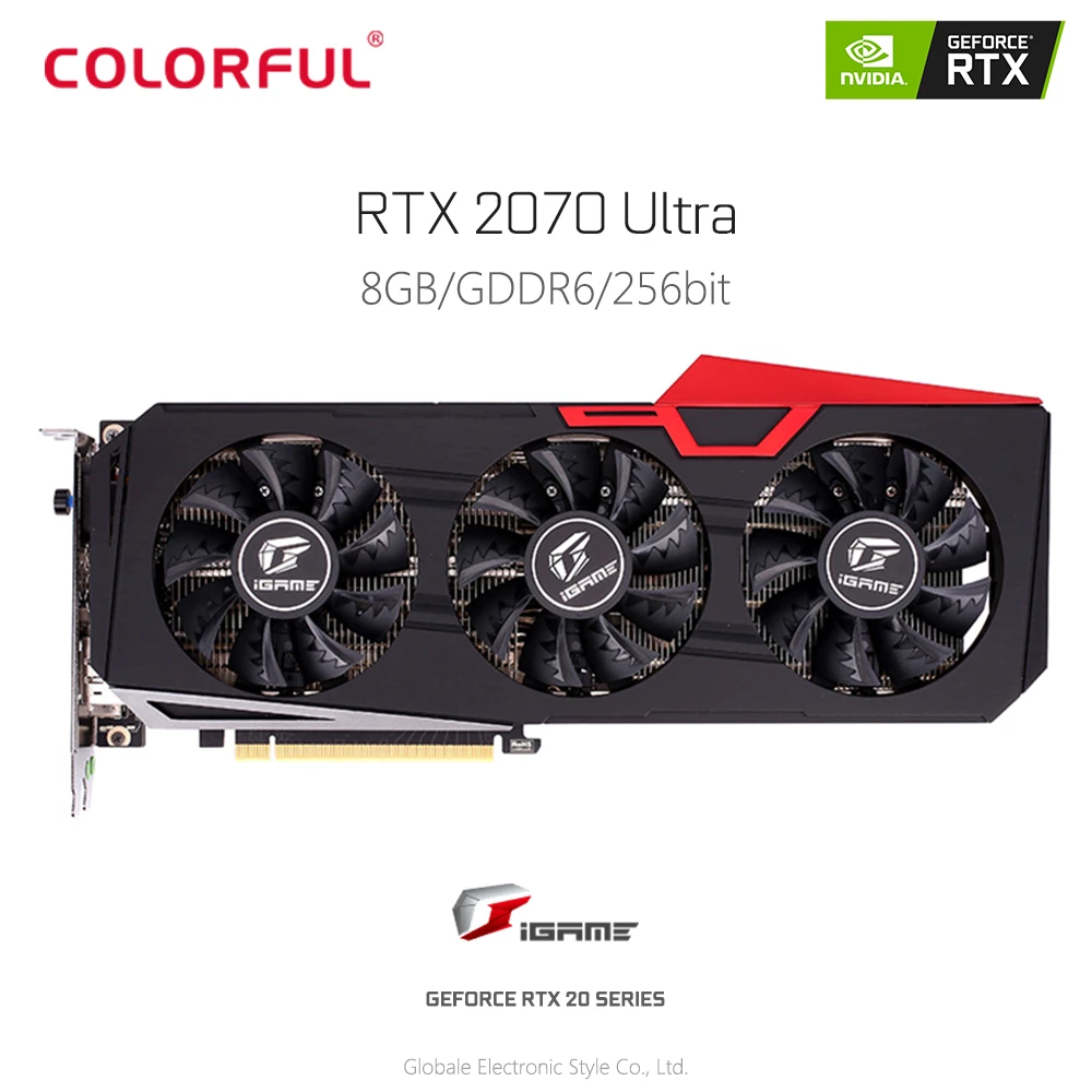 Оригинальная Красочная видеокарта GeForce iGame RTX 2070 Ultra для игр 1620 МГц GDDR6 256Bit 2304