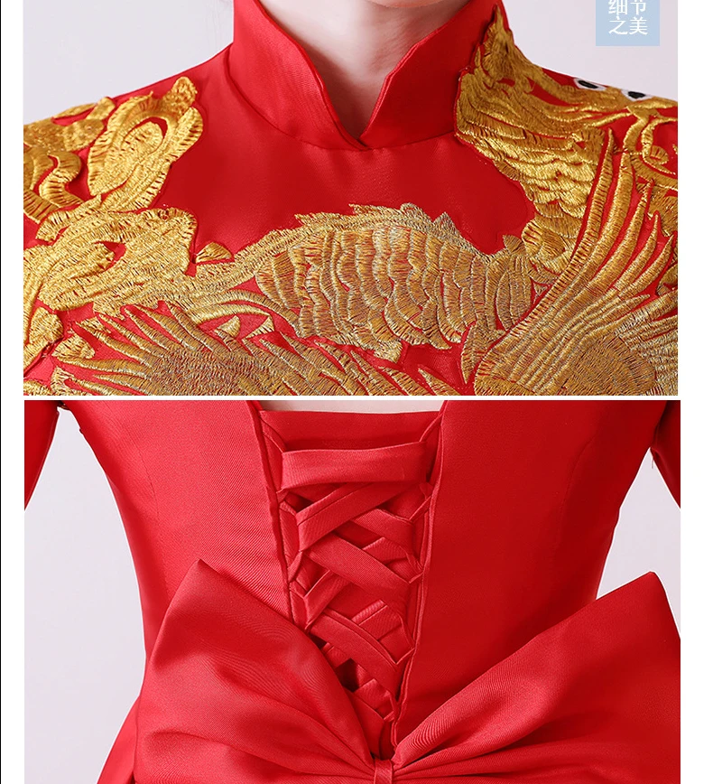 Красные вечерние Cheongsam модные элегантный в китайском стиле длинные Qipao восточные женские Макси-платья роскошное платье с шлейфом Vestido s-xxl