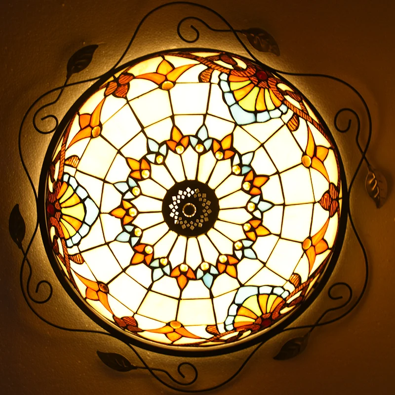 Европейский пасторальный потолочный светильник в стиле барокко круглый