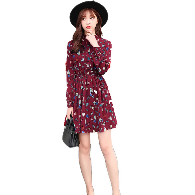 2017 весна лето новый большой размер шифон платья колледж стиль женская мода