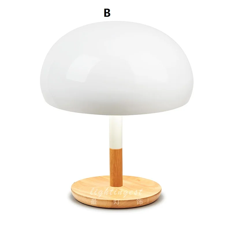 Современная Грибная Настольная лампа с деревянной основой настольная для