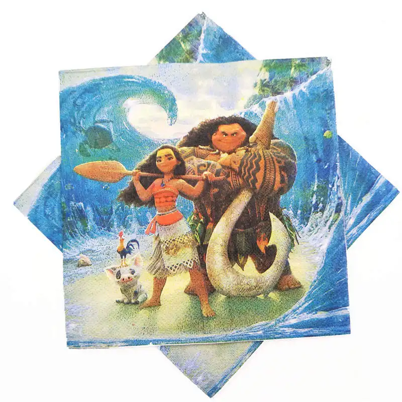 Napkin 20pcs Моана День Рождения украшения, товары для вечеринки дети Disaposable посуда тарелки чашки колпачок баннер подарки на праздник девочка baby shower - Цвет: Napkin 20pcs