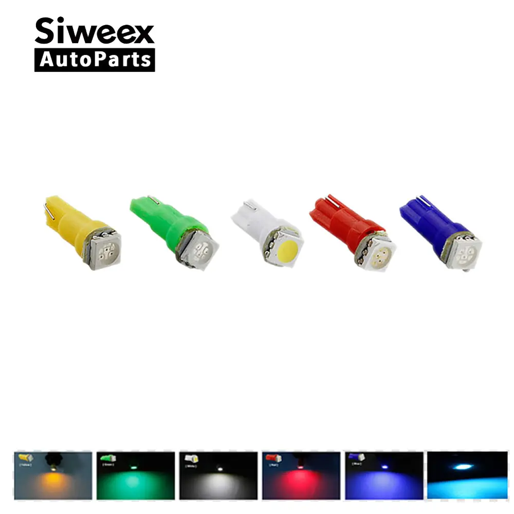 Светодиодные лампы для салона автомобиля T5 1 SMD 5050 20 шт./лот приборной панели