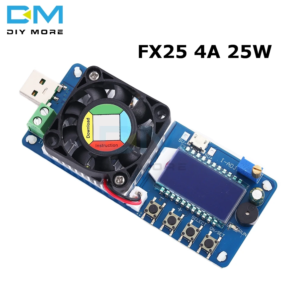 FX25 DC 5 в электронный тестер напряжения тока нагрузки 25 Вт 35 Вт 4A/5A USB Защита ЖК-дисплей HD дисплей Регулируемое сопротивление разгрузчик - Цвет: FX25