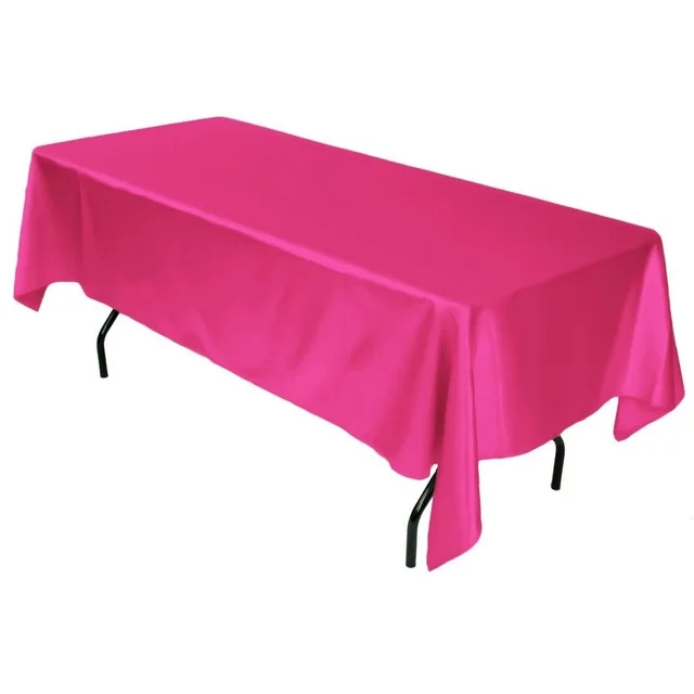 fuchsia 1 шт. двойной сшитый край 145 см x 304 см прямоугольная атласная Скатерть белая/черная скатерть для свадебного Рождественского украшения - Цвет: fuchsia
