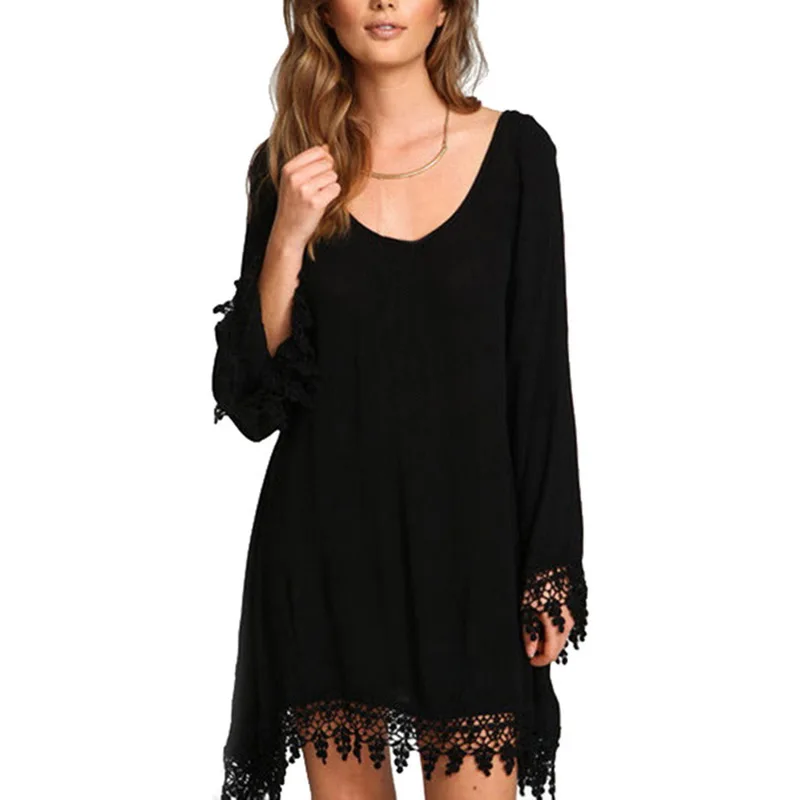 style4-black Сексуальное женское свободное пляжное платье, туника, однотонное бикини, накидка, купальник, пляжная одежда, купальник, открытое пляжное платье, Robe De Plage - Цвет: style4-black