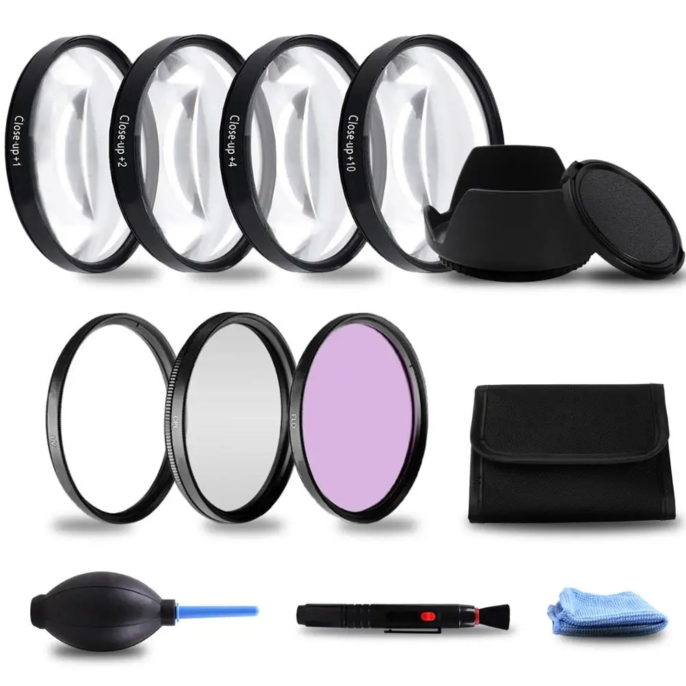49 52 55 58 62 67 72 77 мм Макро-фильтр+ 1+ 2+ 4+ 10 комплект+ UV CPL FLD+ ND2 4 8 фильтр объектива камеры+ бленда для Canon Nikon sony - Цвет: kit 3