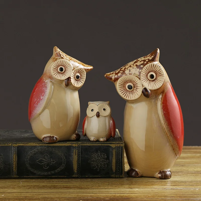 Окрашенные керамические совы предметы интерьера для гостиной телевизионная