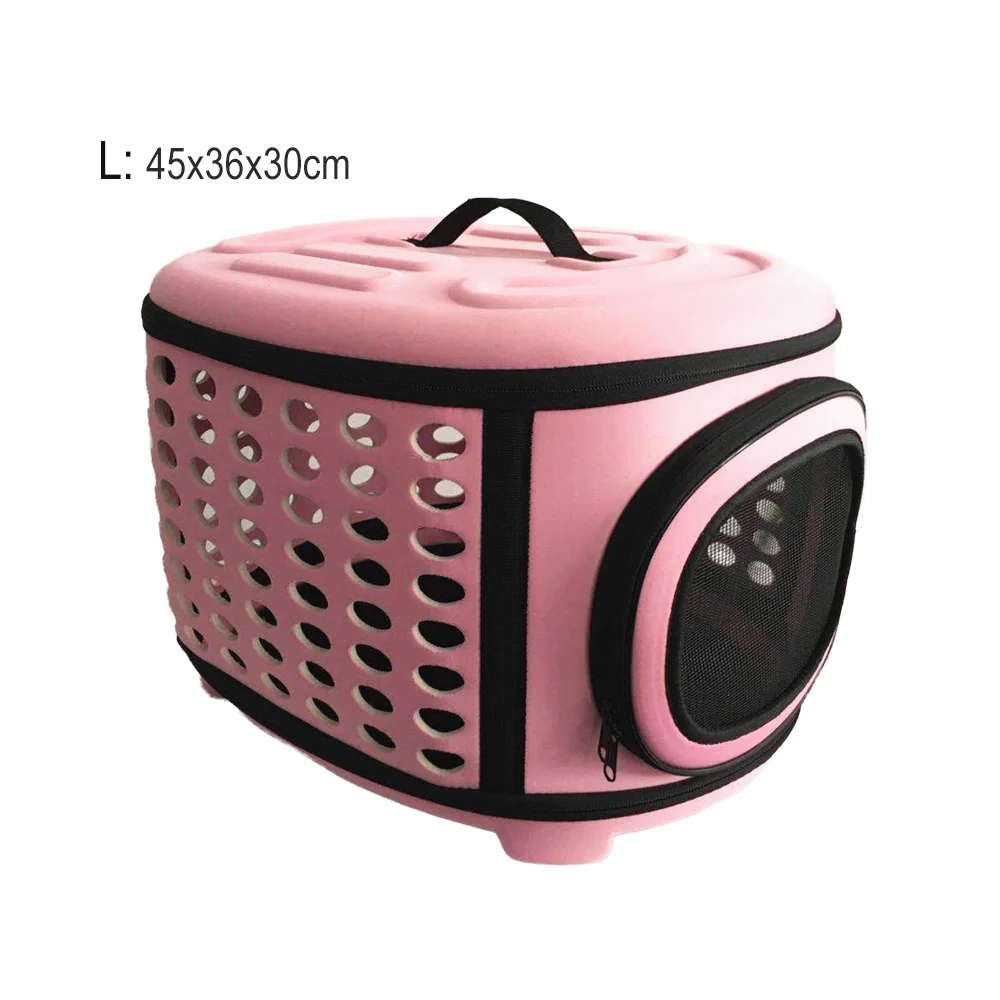 L-Pink Однотонная Сумка-переноска для собак EVA складная дорожная сумка для кошек портативные сумки на плечо для маленьких собак щенков SML для переноски на открытом воздухе - Цвет: L-Pink