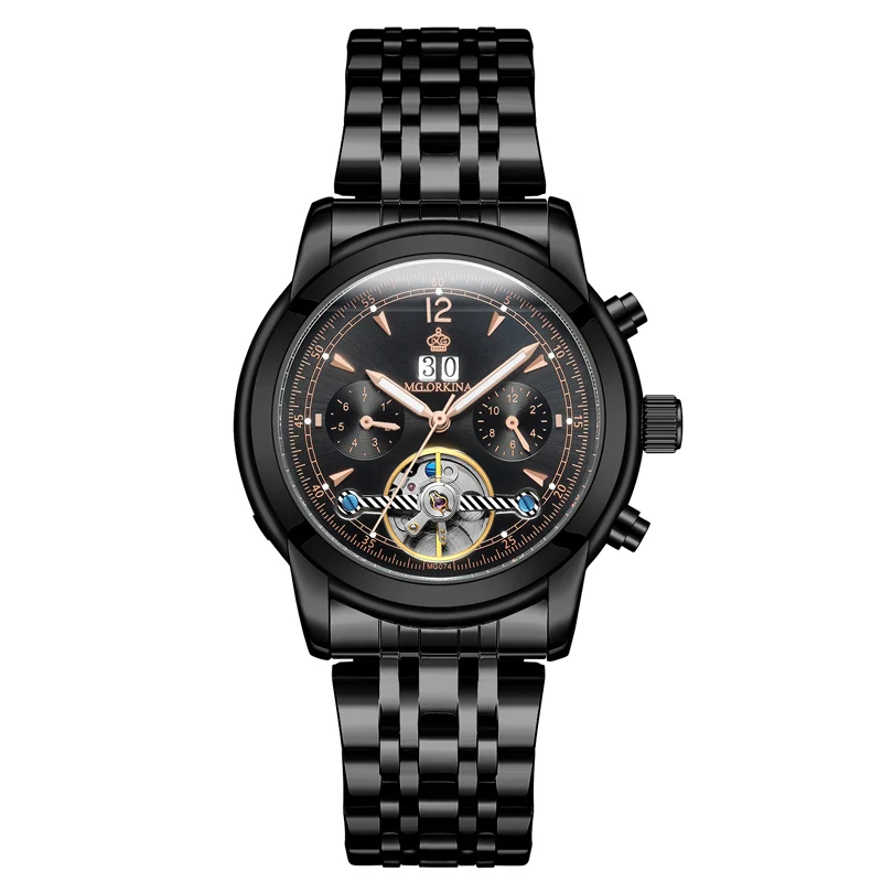 Мужские часы автоматические механические Tourbillon спортивные из нержавеющей стали