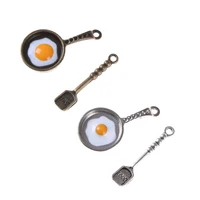 2pcs/set Dollhouse Miniature pan fried eggs Dollhouse Kitchenware for Children Kid Kitchen Toys Kitchen Decoration Pandent