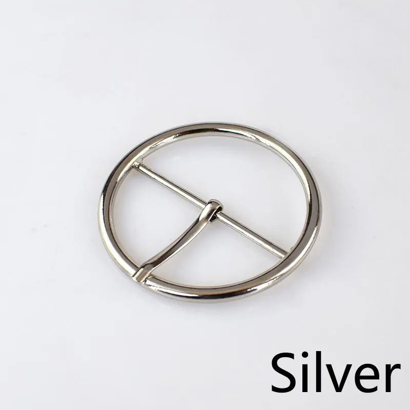 Silver 4 шт. Meetee 20-70 мм круглые металлические пряжки для ремня Регулировка пряжки с булавкой DIY Женское пальто Пуговицы для шитья сумки аксессуары для декора одежды - Цвет: Silver