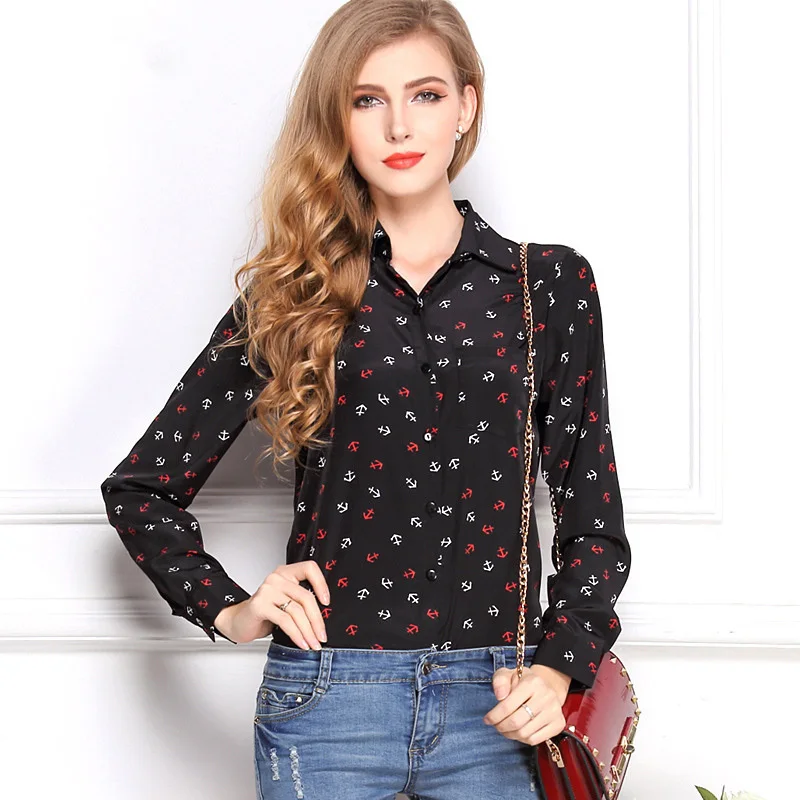 Casual Shirt Women Spring Summer 2014 Long Sleeve Chiffon Shirts Printed Lips Blouse Tops Blusas Femininas Free Shipping |