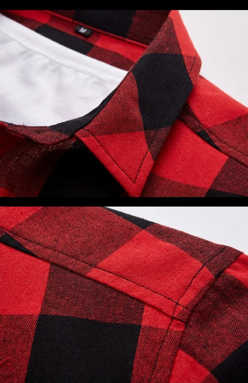 2017 китайский размер Для Мужчин's Рубашки в клетку хлопок короткий рукав