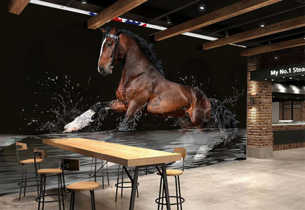 Waterproof Self-adhesive Wallpaper Backdrop Wall Sticker Mural Living Room Decal Animal Horse | Дом и сад