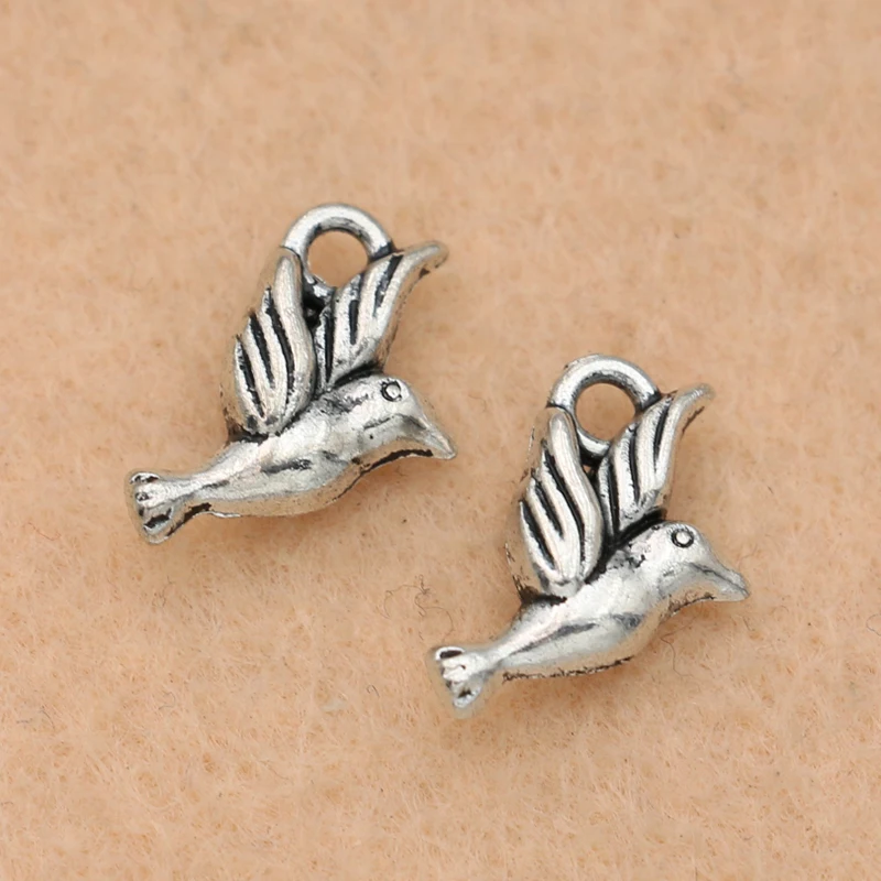 

KJjewel Antique Silver Plated Flying Bird Charms Pendants Jewelry DIY Findings Jewelry Making Bracelet Accessories 12x10mm