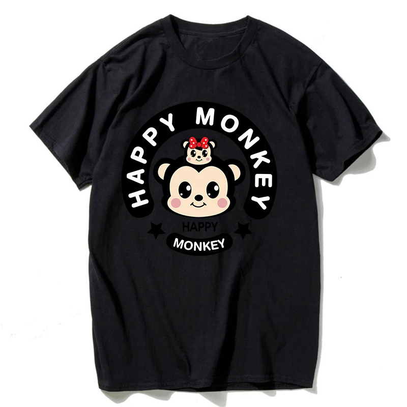 Мужская футболка Happy monkey с милым принтом для мужчин и женщин хлопковая