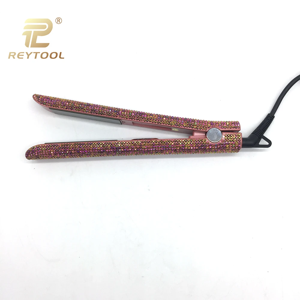 Выпрямитель для волос с кристаллами и ЖК дисплеем|titanium hair straightener|titanium hairstyling tools |