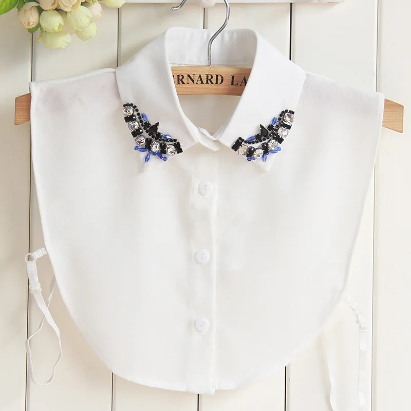 

New fashion crystal women white shirt collar shirt collar chiffon shirt collar sweater decorative collar