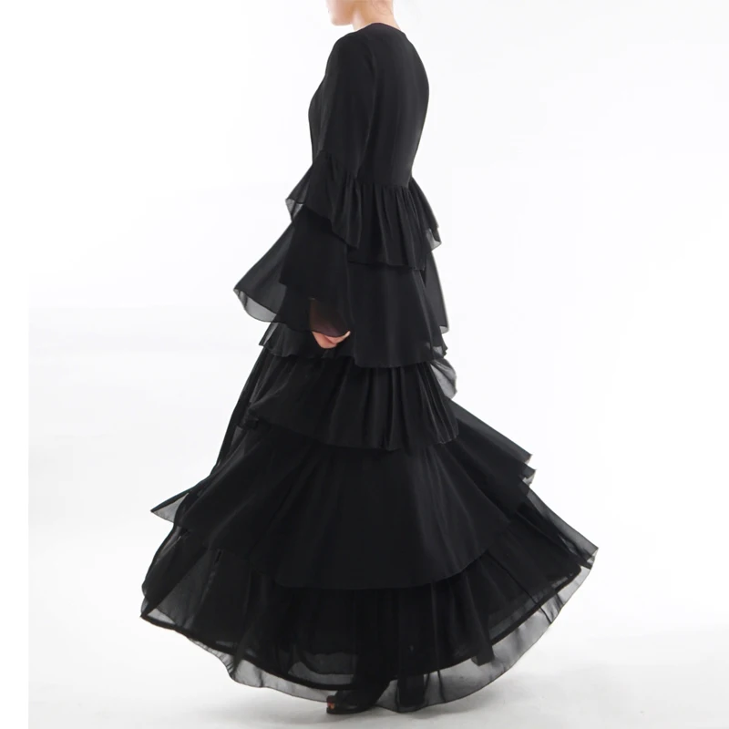 Мусульманское платье Abaya в Дубае женское Плиссированное кимоно с рюшами